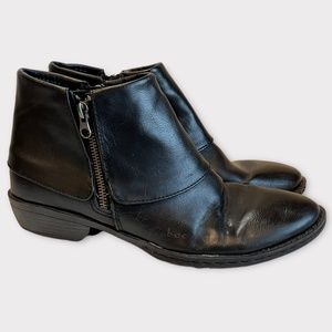BOC Born Concepts Atlana Black Vegan Leather Ankle Boots Fold Over Design